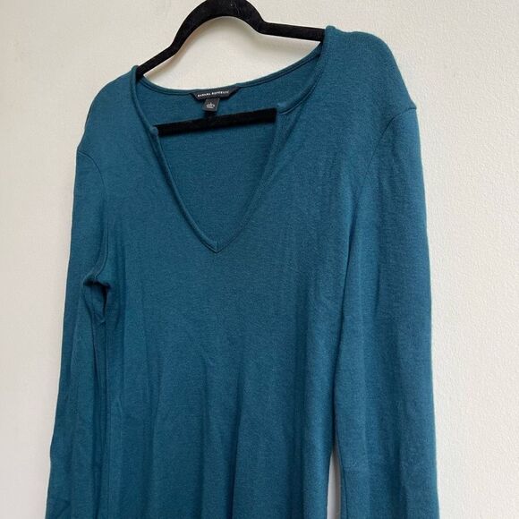 Banana Republic Women's Notch V-Neckline Long Sleeves Blue Shirt Dress Size L - Picture 4 of 5